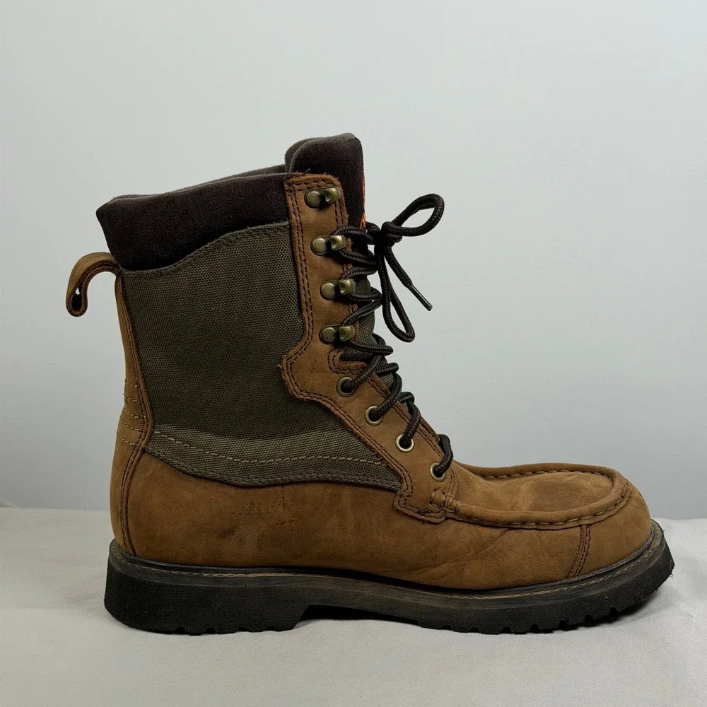 SHE Outdoor Womens Brown Leather Waterproof Hunting Boots Moc Toe Size 9